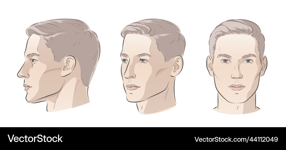Set of man face portrait three different Set of man face portrait three different vector image