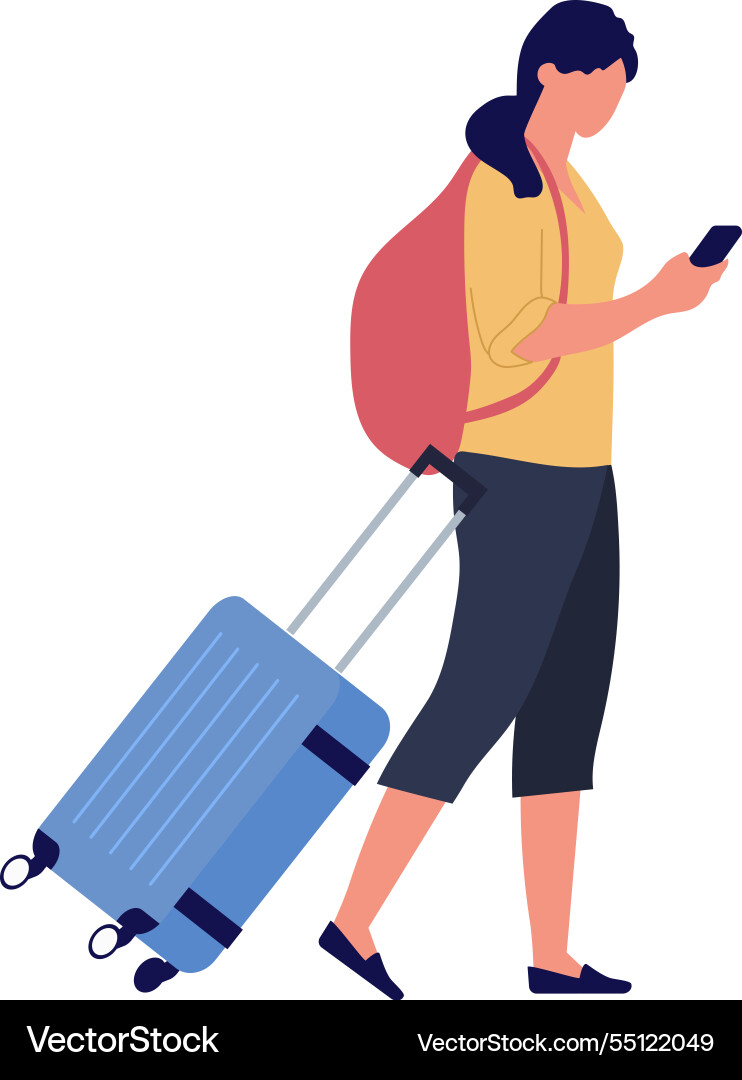 Tourist walking through the airport terminal Tourist walking through the airport terminal vector image