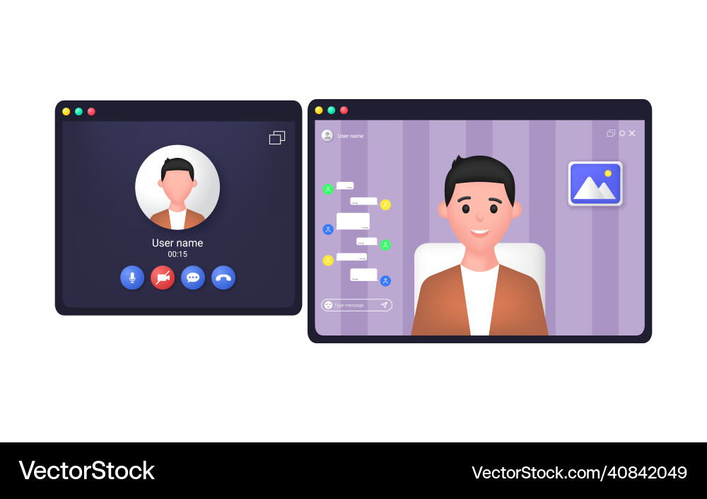 Video call screen with user avatar and enhanced Video call screen with user avatar and enhanced vector image