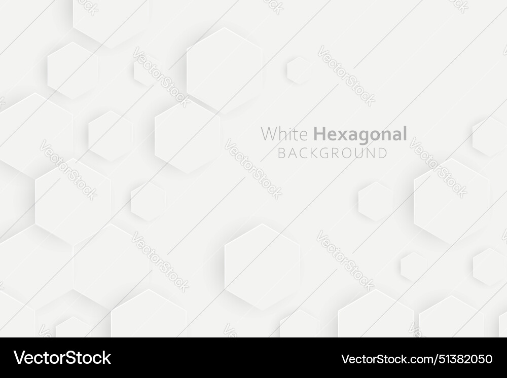 3d gradient white hexagonal background vector image