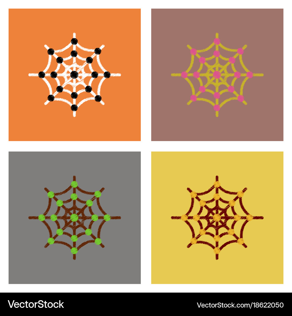 Assembly flat shading style icons spider web vector image