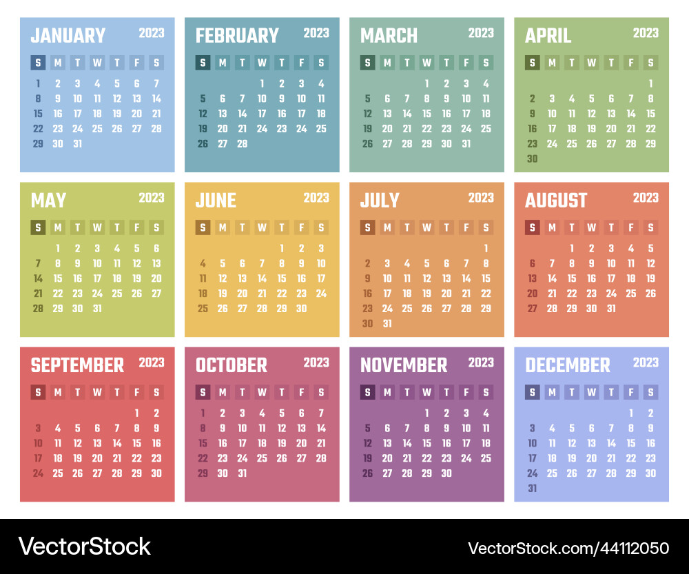 Calendar for 2023 starts sunday Calendar for 2023 starts sunday vector image