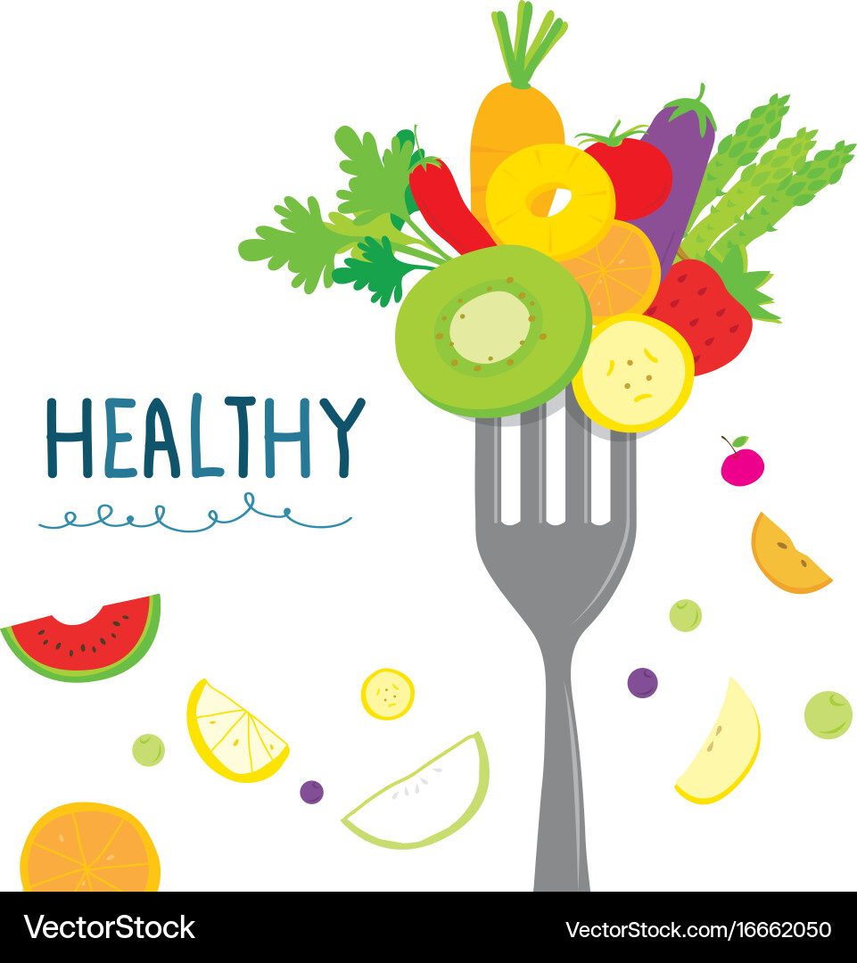 Colorful Fruit and Vegetable Diet Vector Image