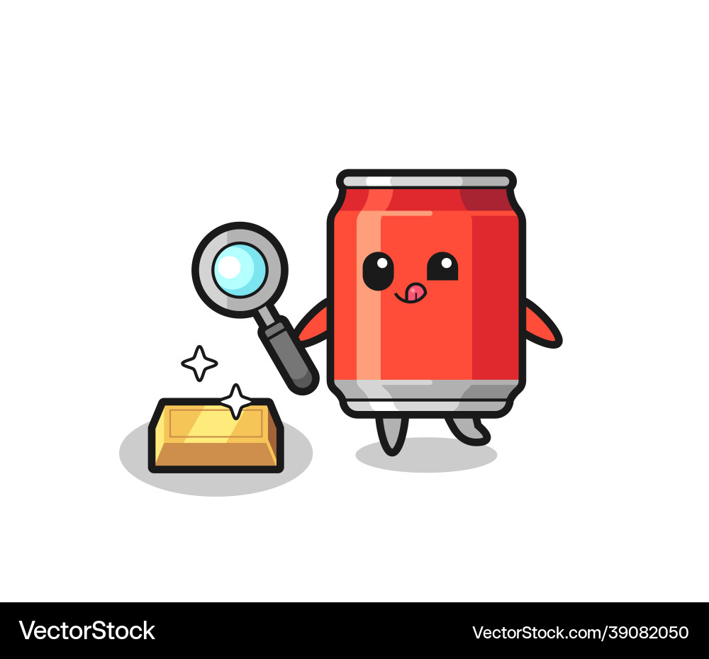 Drink can character is checking the authenticity Drink can character is checking the authenticity Vector Image