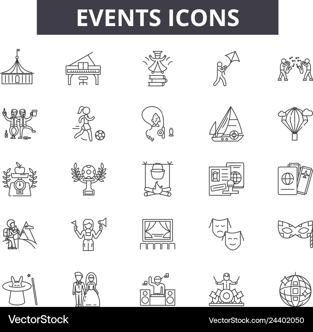 Events line icons for web and mobile design Events line icons for web and mobile design vector image