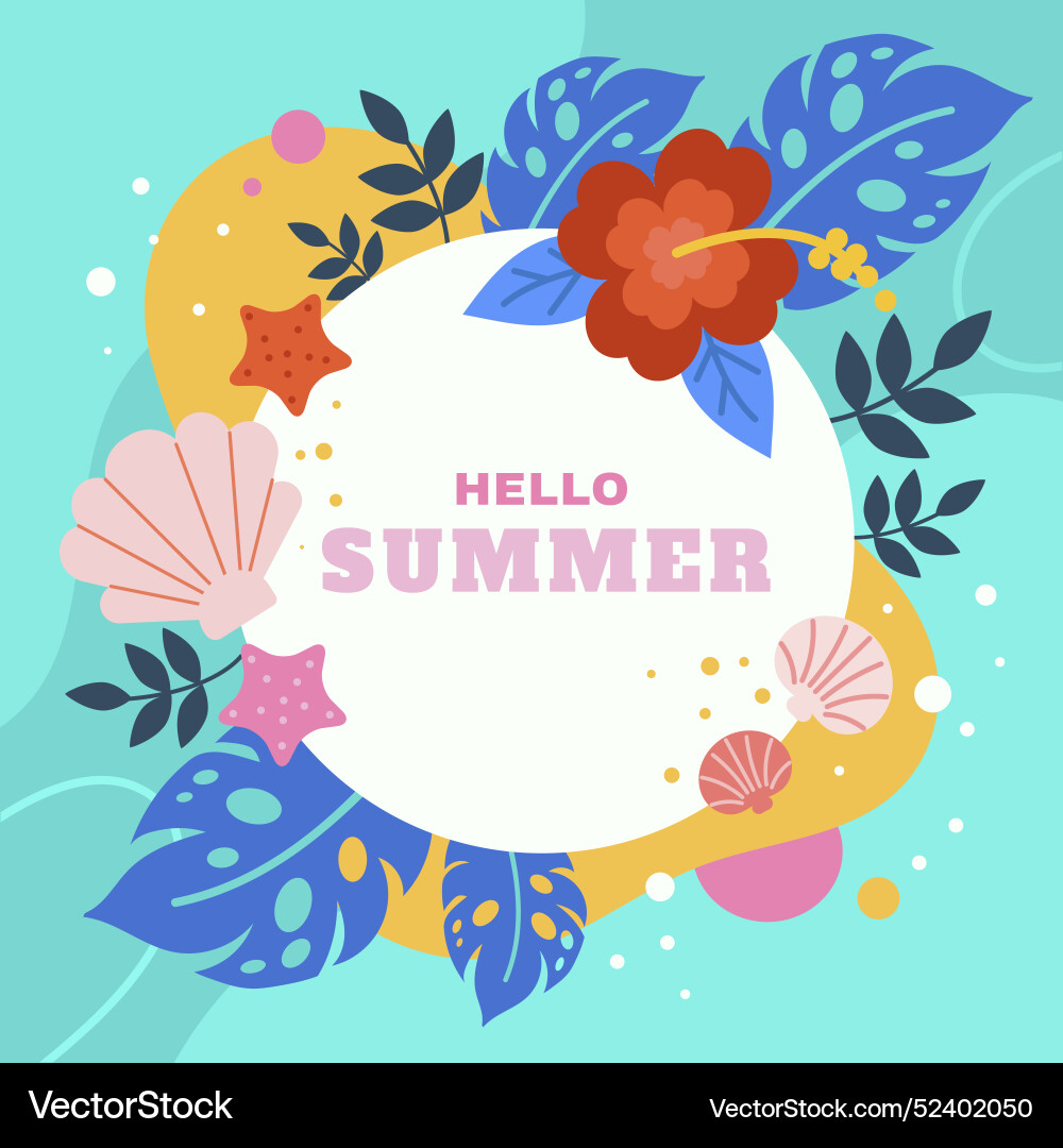 Flat hello summer Royalty Free Vector Image - VectorStock