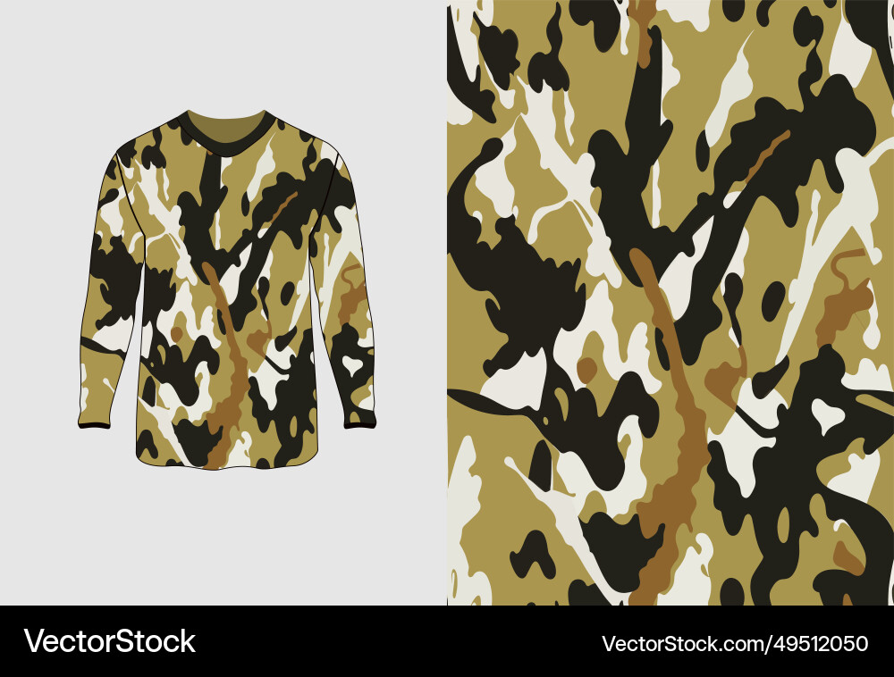 Long sleeve jersey grunge camo texture Long sleeve jersey grunge camo texture vector image