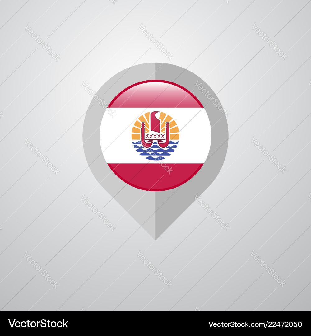 Map navigation pointer with french polynesia flag vector image