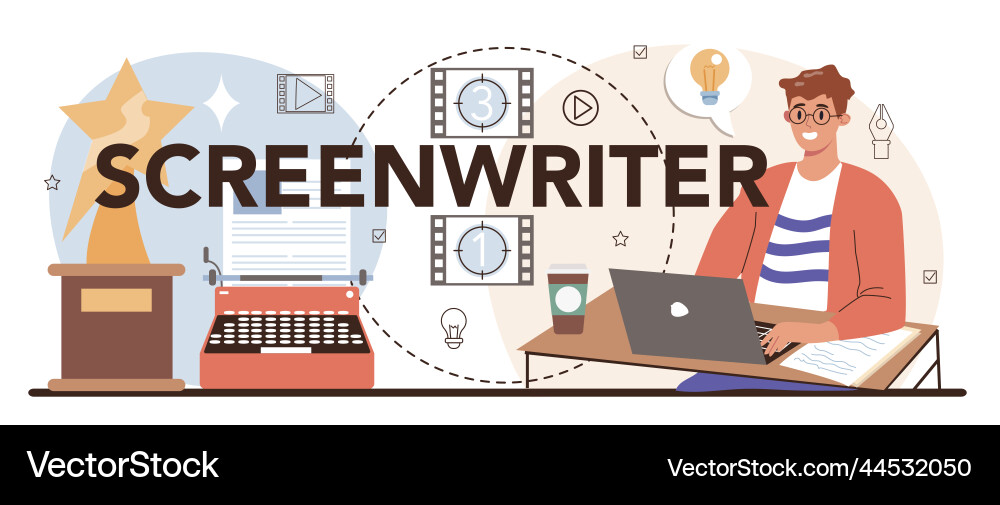 Screenwriter typografischer Header playwright erstellen Screenwriter typografischer Header playwright erstellen vektorbild