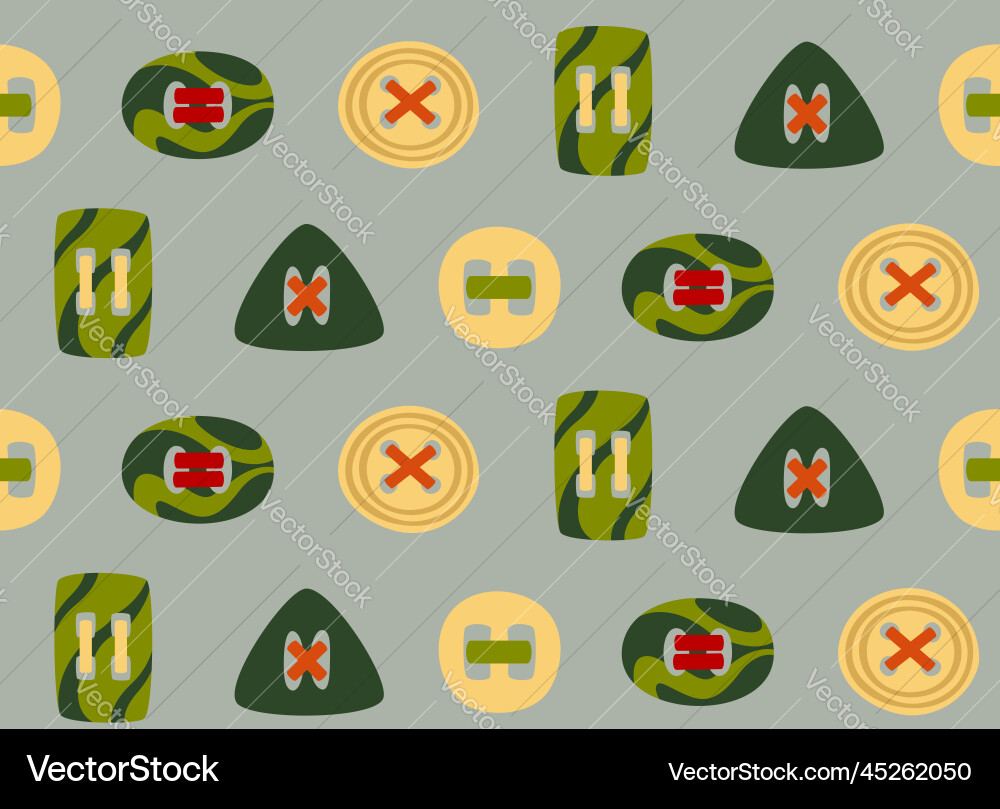 Seamless pattern with different buttons Vector Image