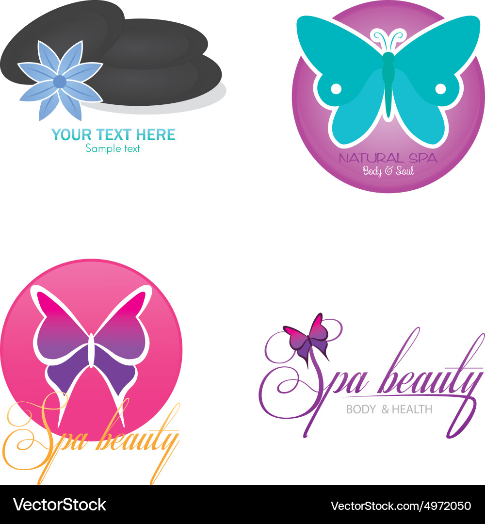 Set backgrounds with text and spa icons vector image