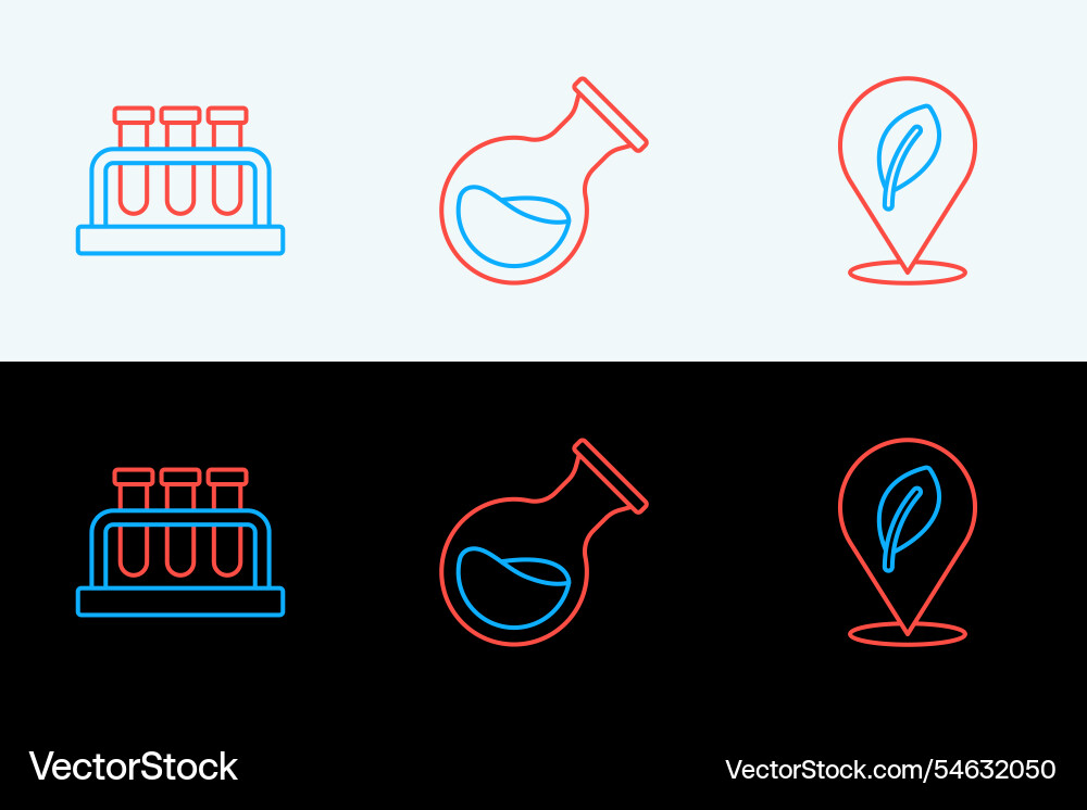 Set line location with leaf test tube and flask Set line location with leaf test tube and flask Vector Image