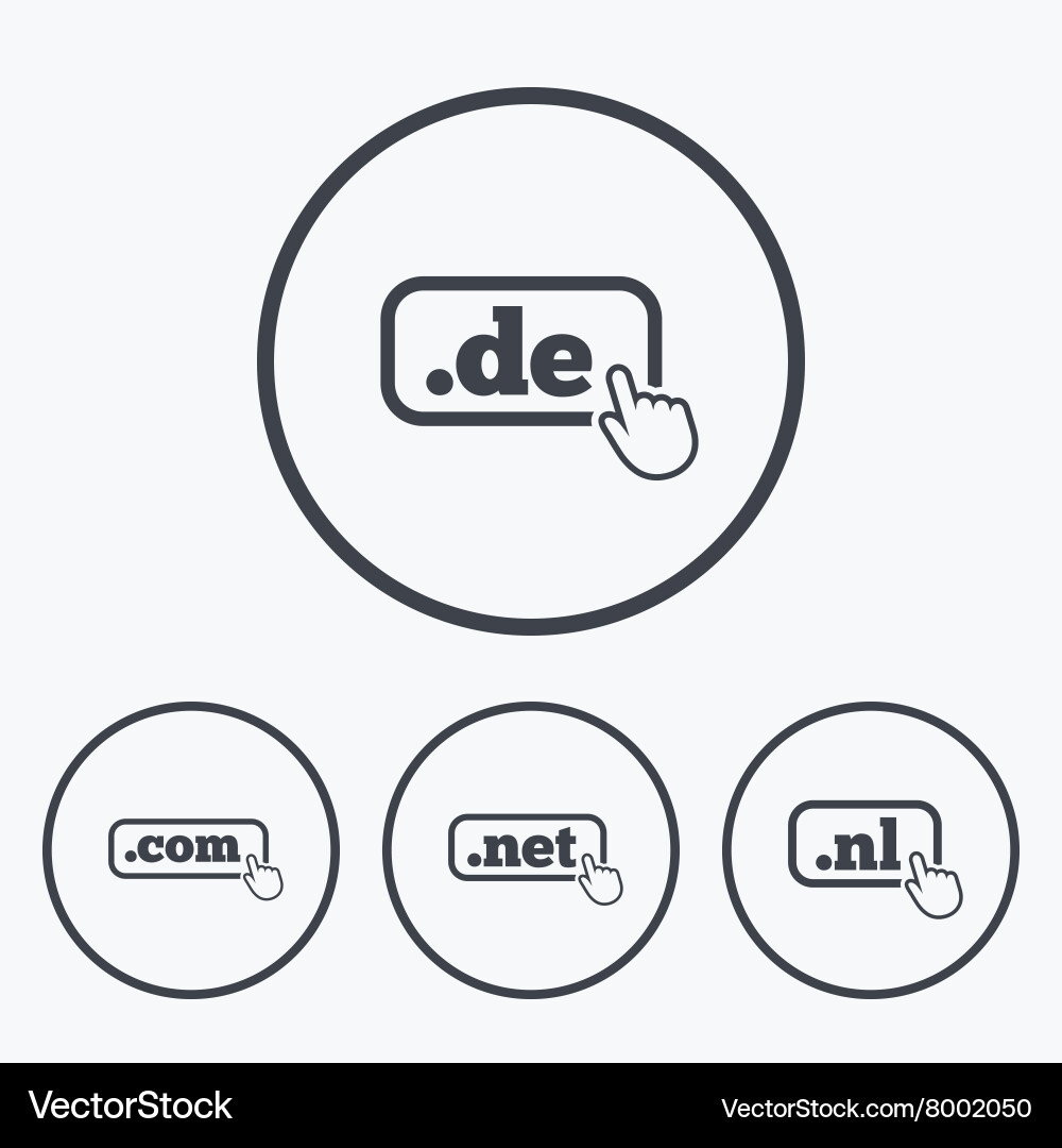 Top-level domains signs de com net and nl Vector Image