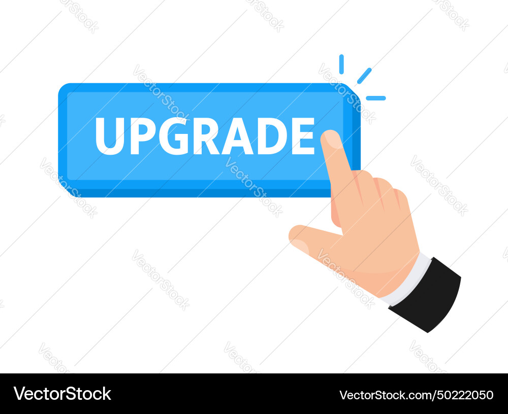 Upgrade button with pointer clicking web Upgrade button with pointer clicking web Vector Image