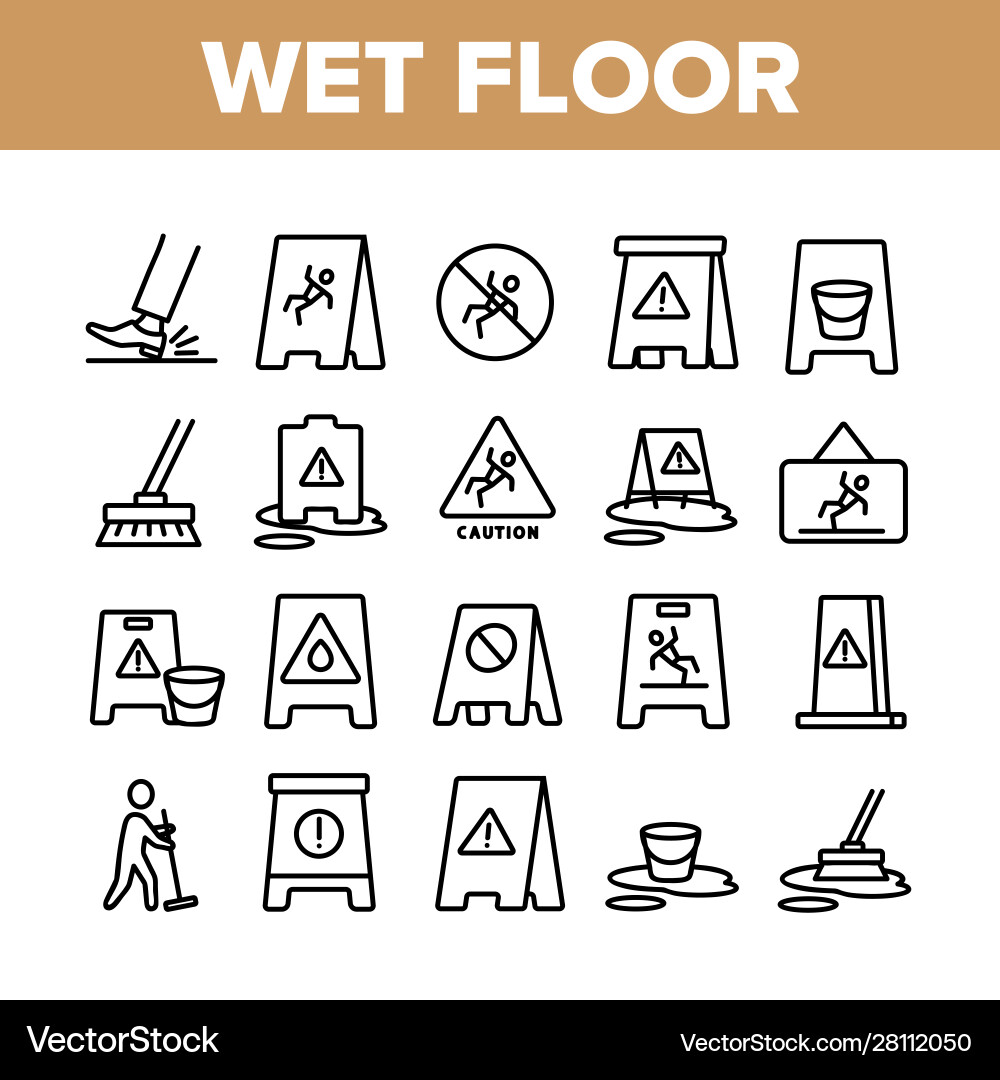 Wet floor collection elements icons set Wet floor collection elements icons set vector image