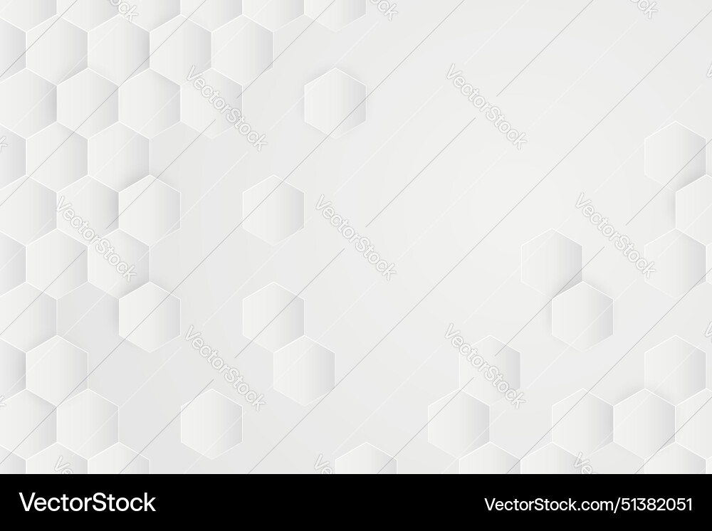 3d gradient white hexagonal background vector image