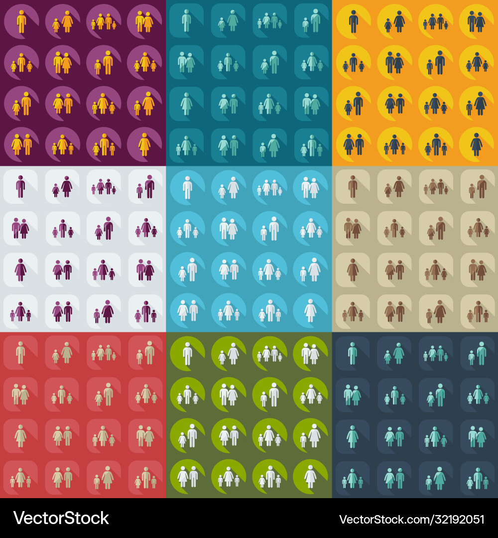 Assembly set stick figures on family Vector Image