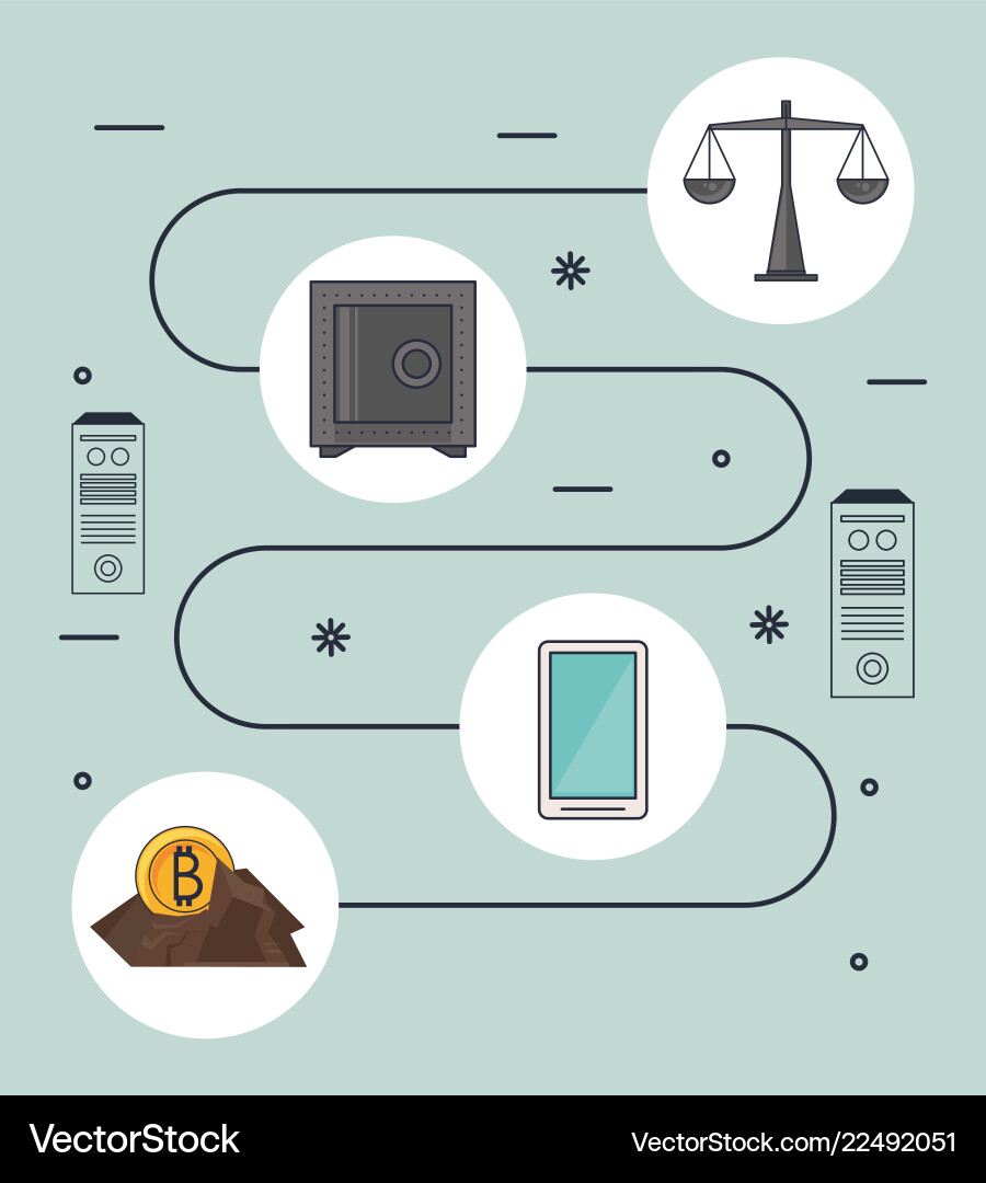 Bitcoin mining technological devices Bitcoin mining technological devices Vector Image