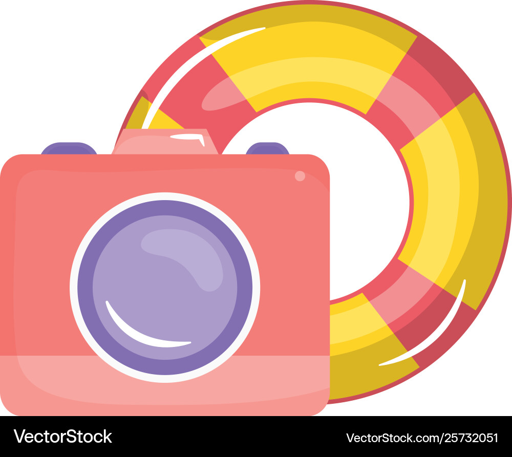 Camera photographic with float lifeguard vector image