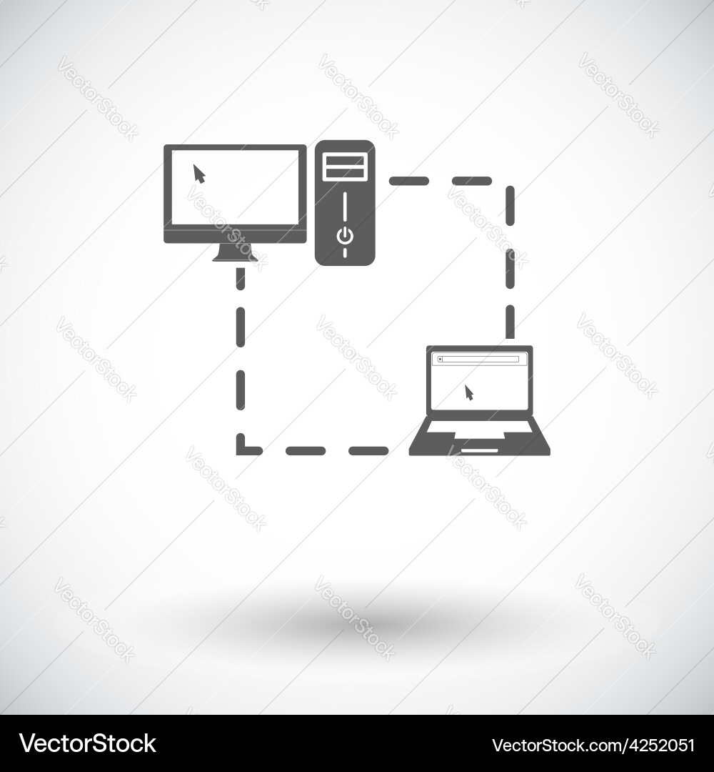Computer sync single flat icon Vector Image