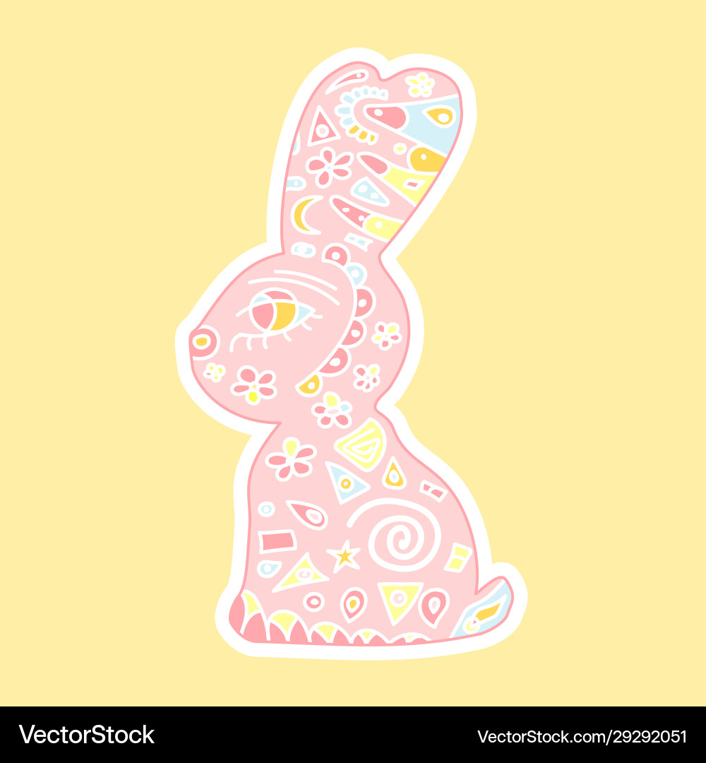 Cute easter bunny with doodle decorative hand Cute easter bunny with doodle decorative hand vector image