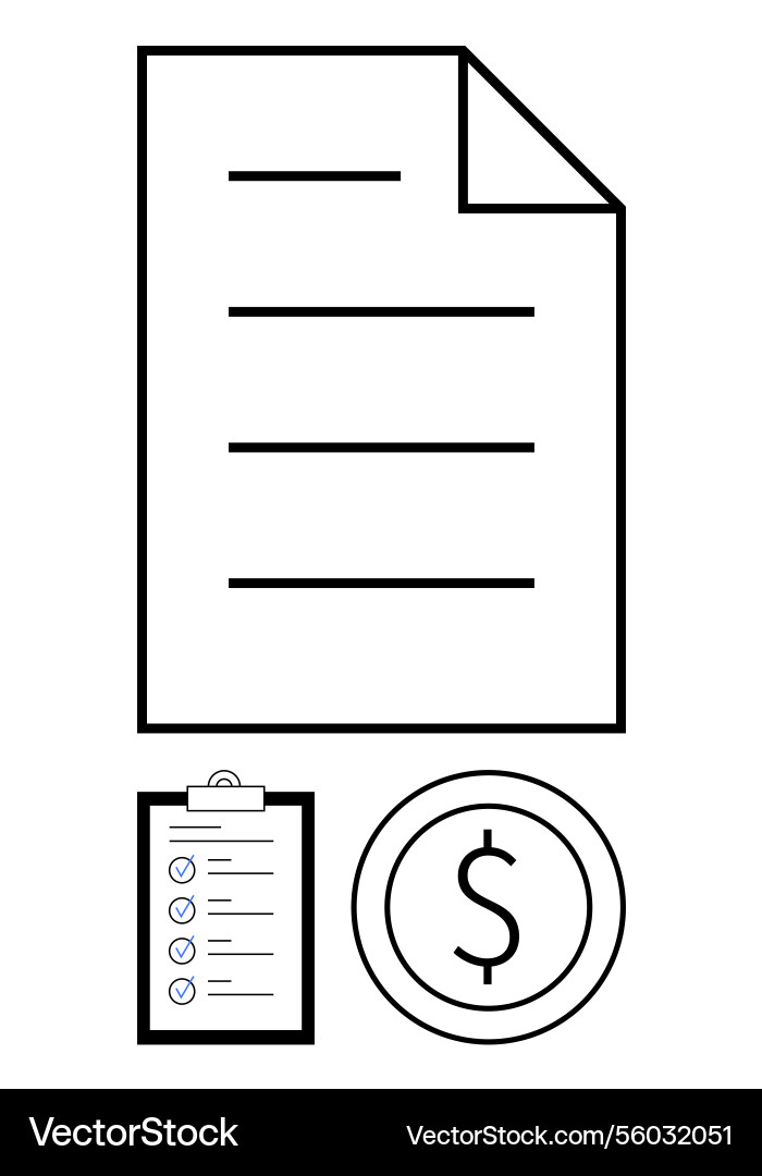 Document with checklist and currency sign Vector Image