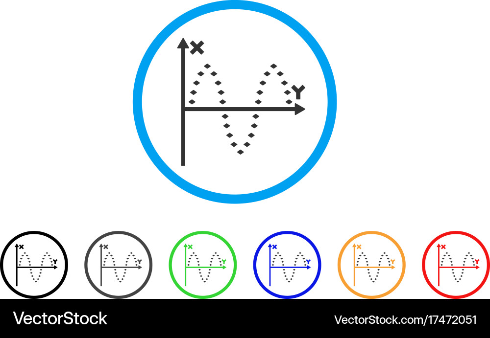 Dotted sinusoid plot rounded icon Vector Image