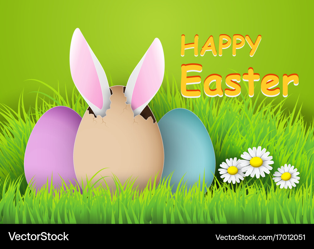Easter Eggs in Grass Royalty Free Vector Image