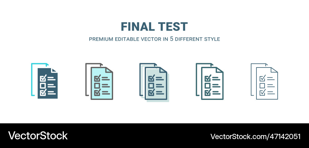 Final test icon in 5 different style outline Final test icon in 5 different style outline vector image