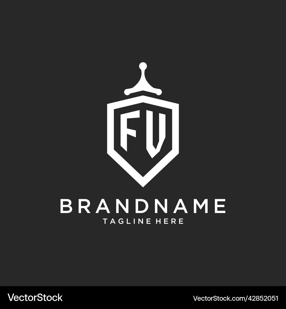 Fv monogram logo initial with shield guard shape Fv monogram logo initial with shield guard shape Vector Image