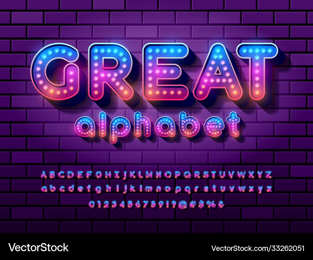 Lightbulb font vector image