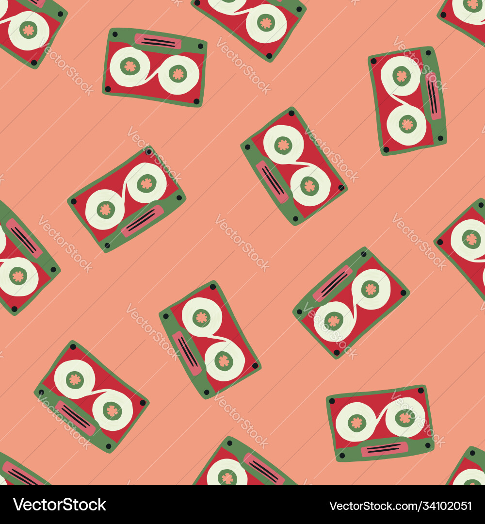 Minimalistic random cassette seamless pattern Minimalistic random cassette seamless pattern vector image