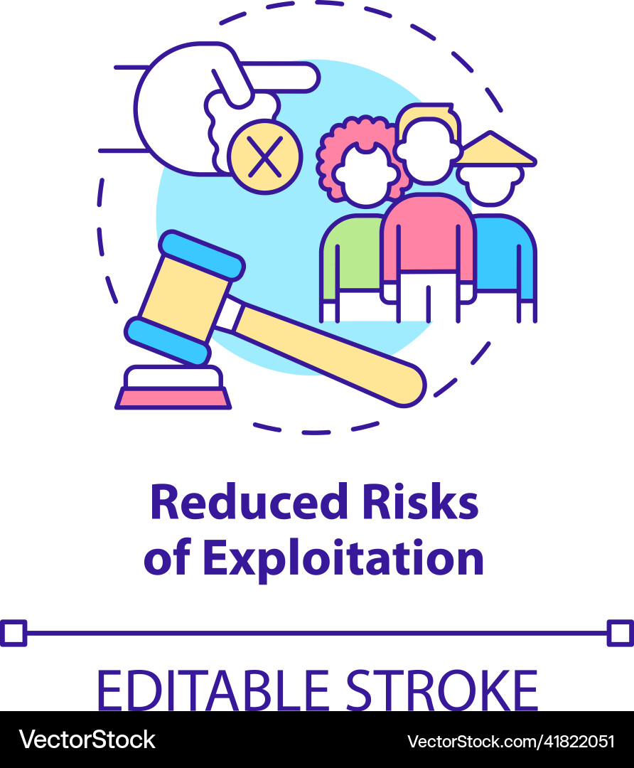 Reduced risks of exploitation concept icon Reduced risks of exploitation concept icon Vector Image