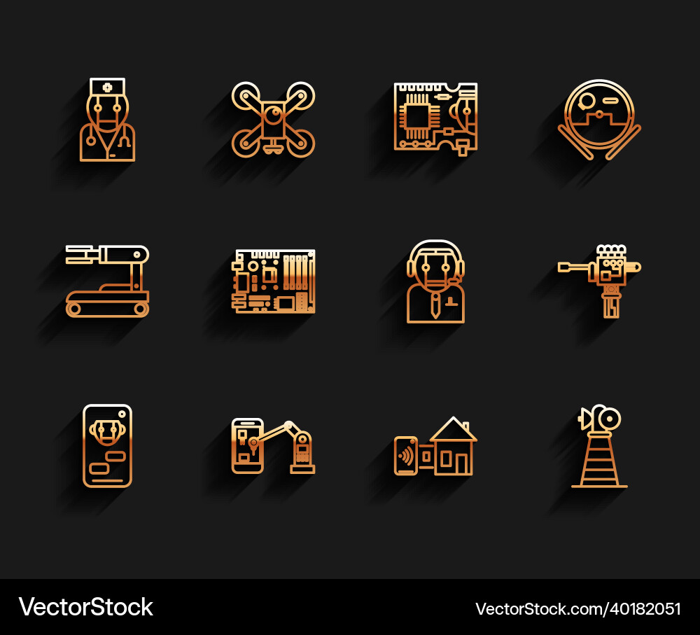 Set line bot industrial machine robotic robot arm Set line bot industrial machine robotic robot arm vector image
