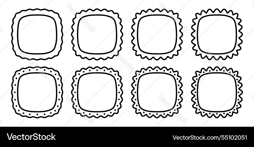Set of squircles or squares with rounded borders Set of squircles or squares with rounded borders vector image