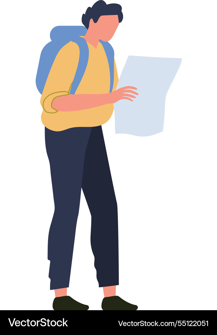 Tourist consulting a map while navigating through Tourist consulting a map while navigating through vector image