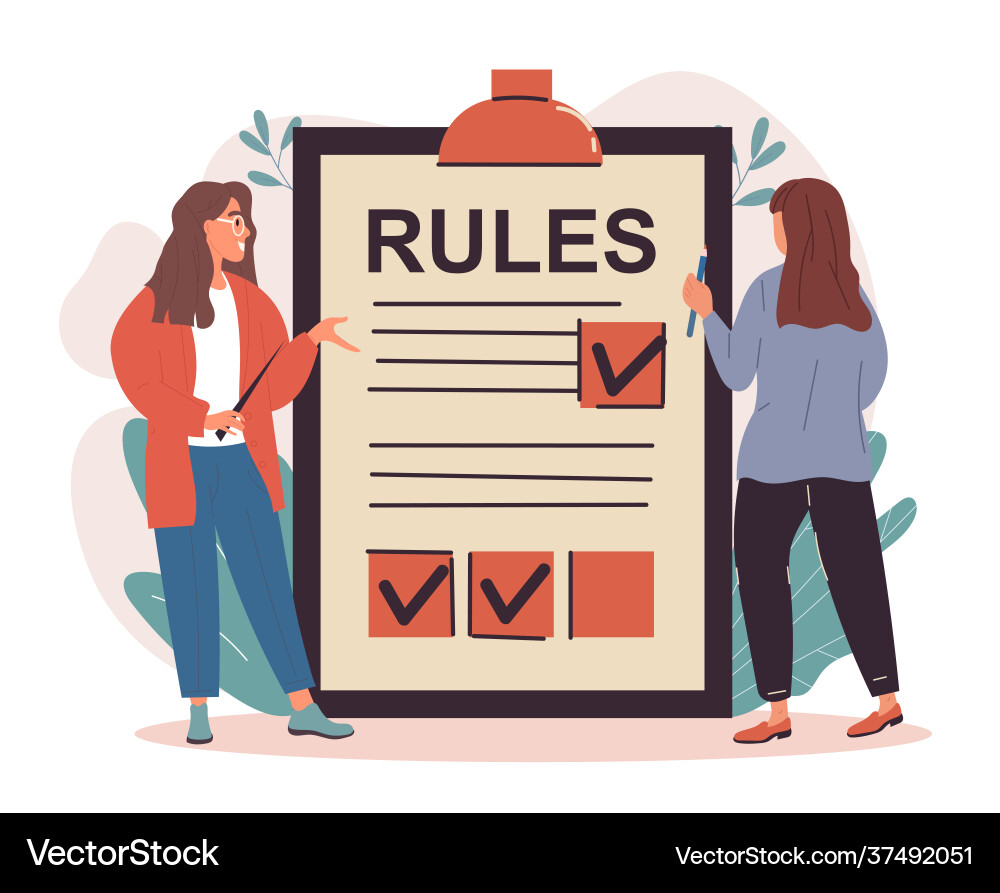 Two Women Creating a Rules List vector image