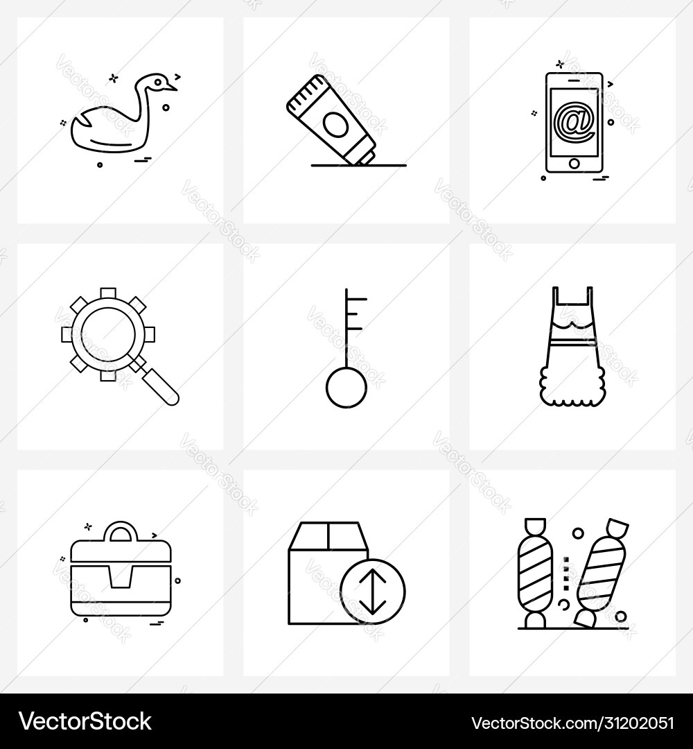 Ui set 9 basic line icons lock seo mobile vector image