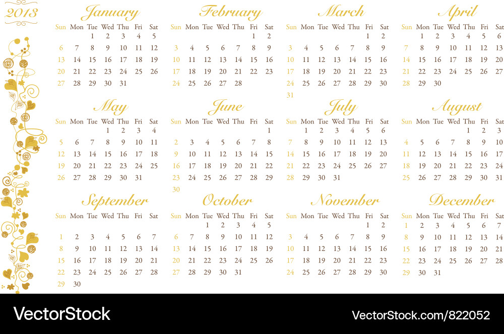 2013 Calendar Vector Image