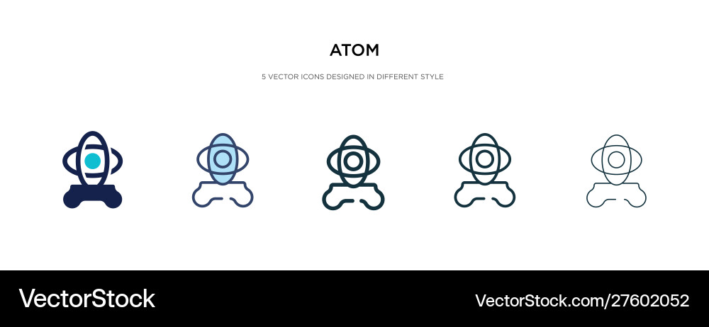 Atom icon in different style two colored Atom icon in different style two colored vector image