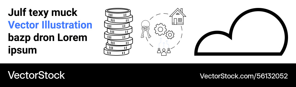 Cloud storage concept with stack of coins key Cloud storage concept with stack of coins key Vector Image
