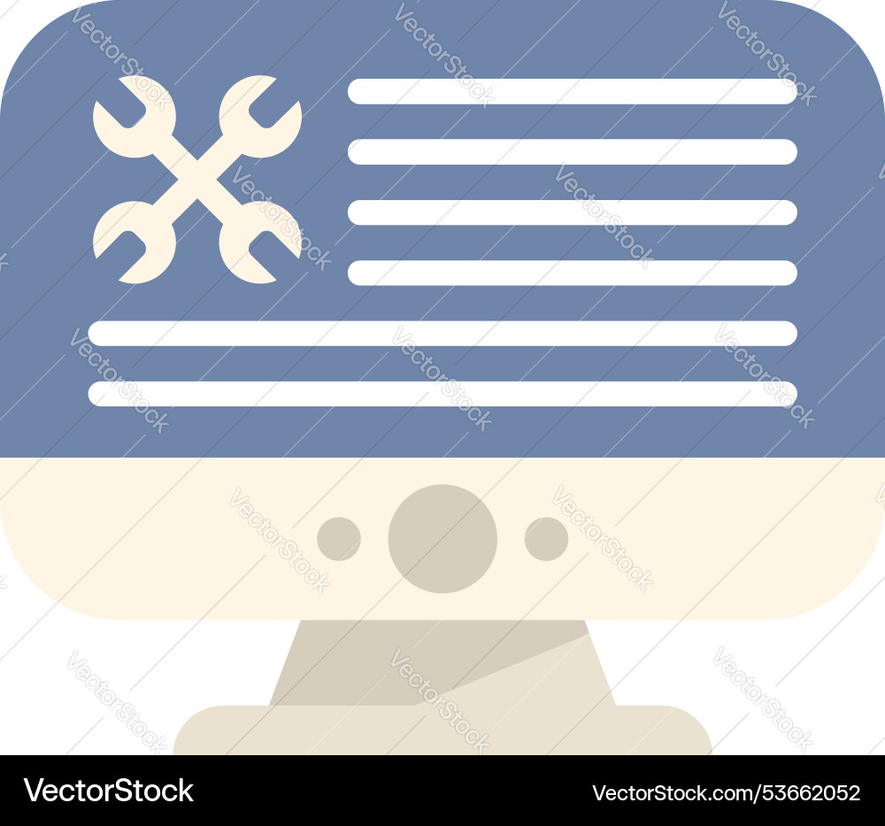 Computer showing maintenance software with crossed Computer showing maintenance software with crossed Vector Image