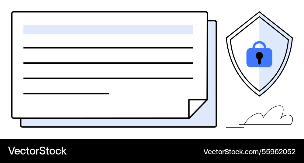 Document with security shield and lock icon vector image