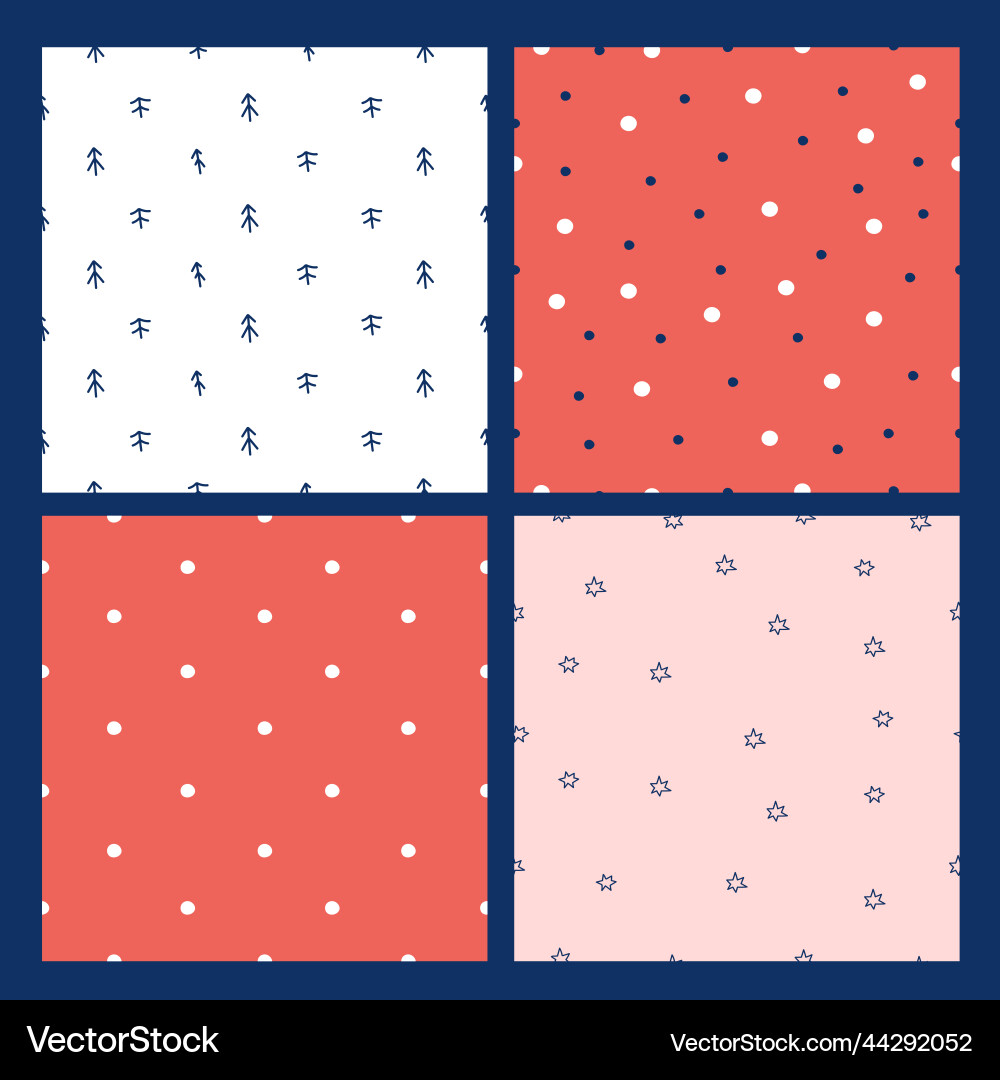 Draw seamless patterns set with polka dots vector image
