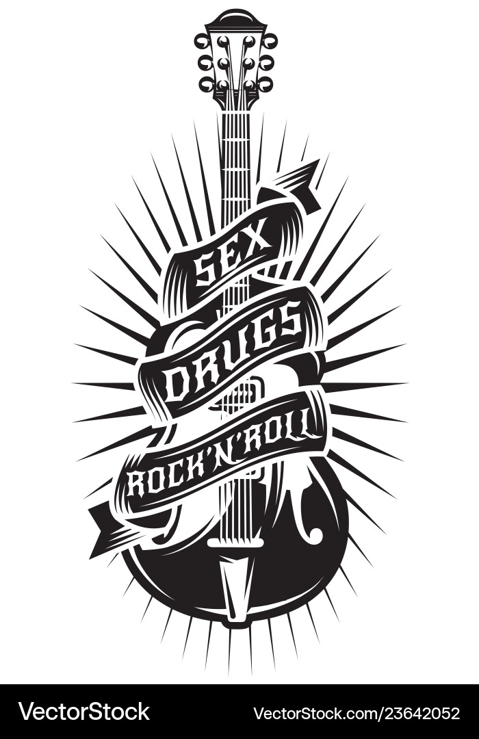 Einfarbig mit Gitarrenband und Text Einfarbig mit Gitarrenband und Text vektorbild