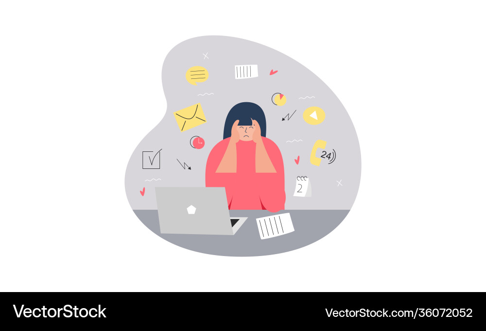 Information overload and multitasking problems vector image