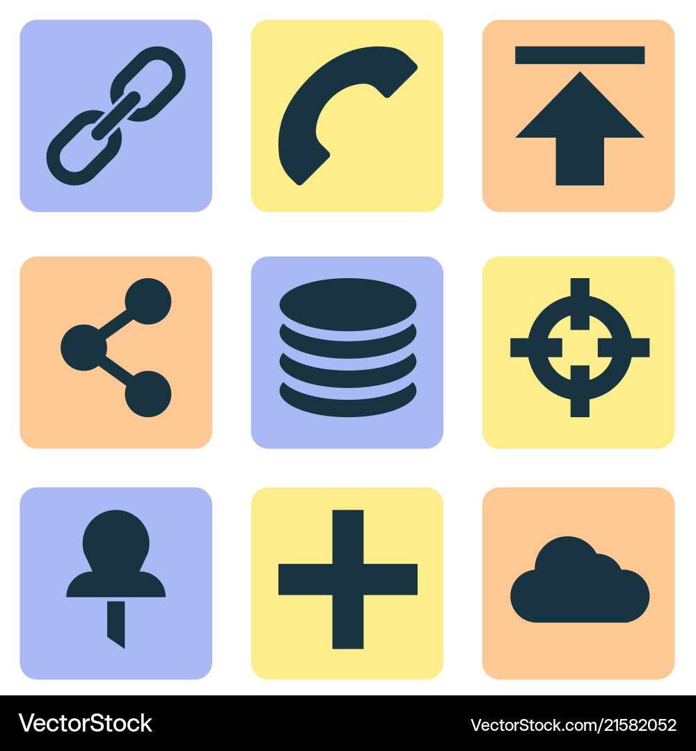Interface icons set with pin download add Interface icons set with pin download add Vector Image