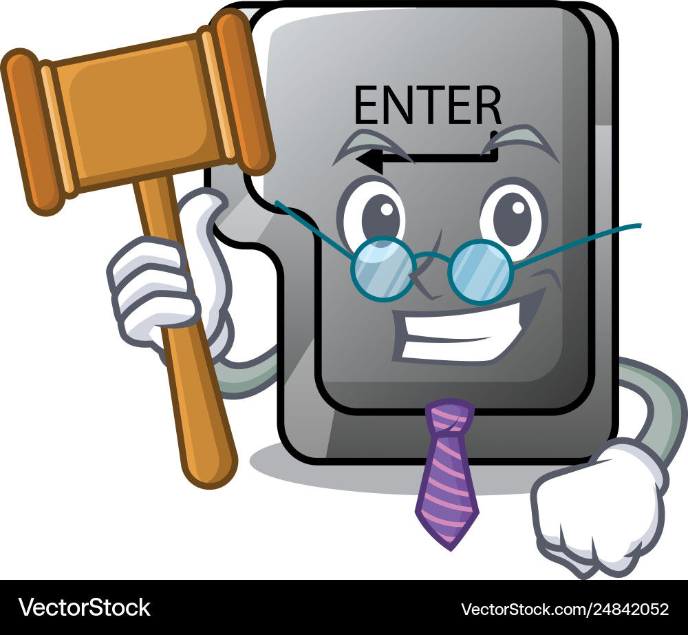 Judge enter button installed on computer cartoon Judge enter button installed on computer cartoon vector image