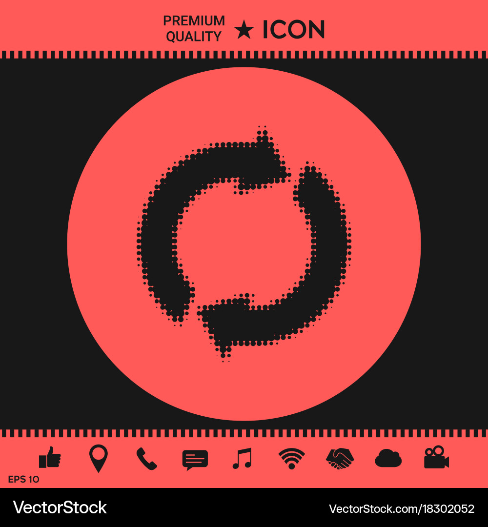 Reset button reload arrows - halftone logo vector image