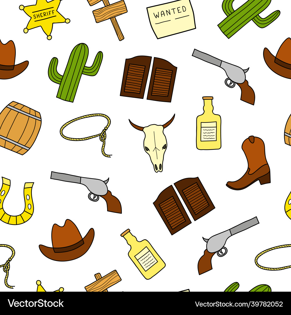 Seamless pattern with wild west elements Seamless pattern with wild west elements vector image
